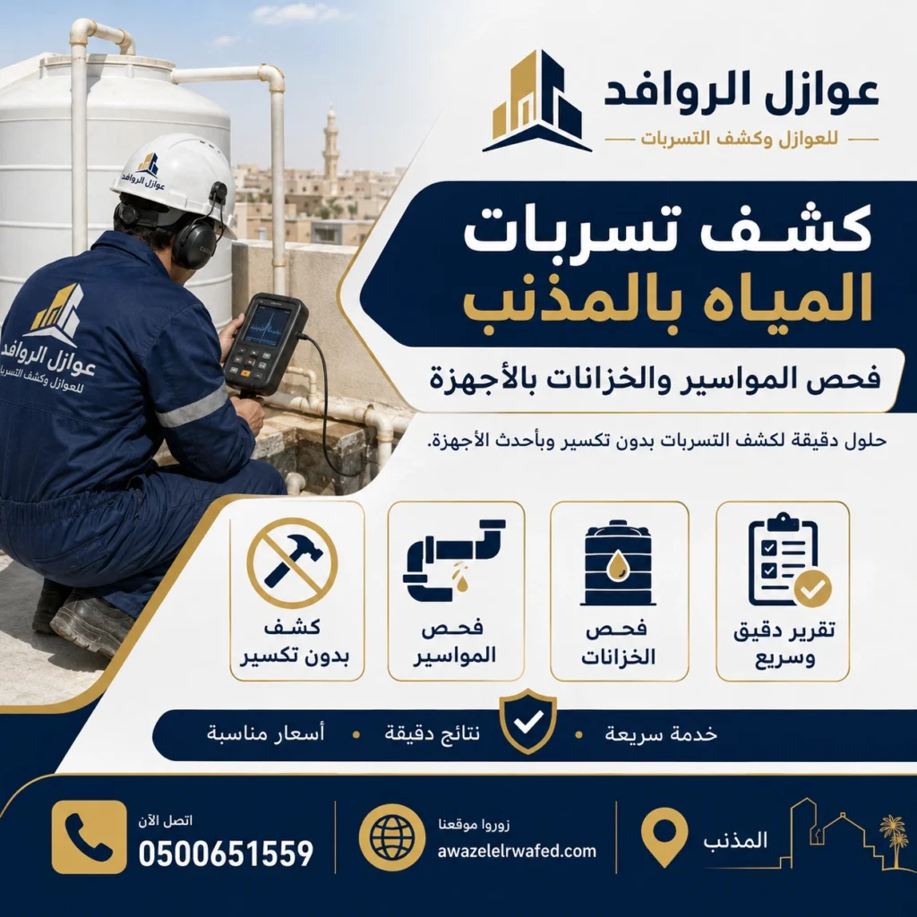 فني يقوم بالكشف عن تسربات المياة بالمذنب