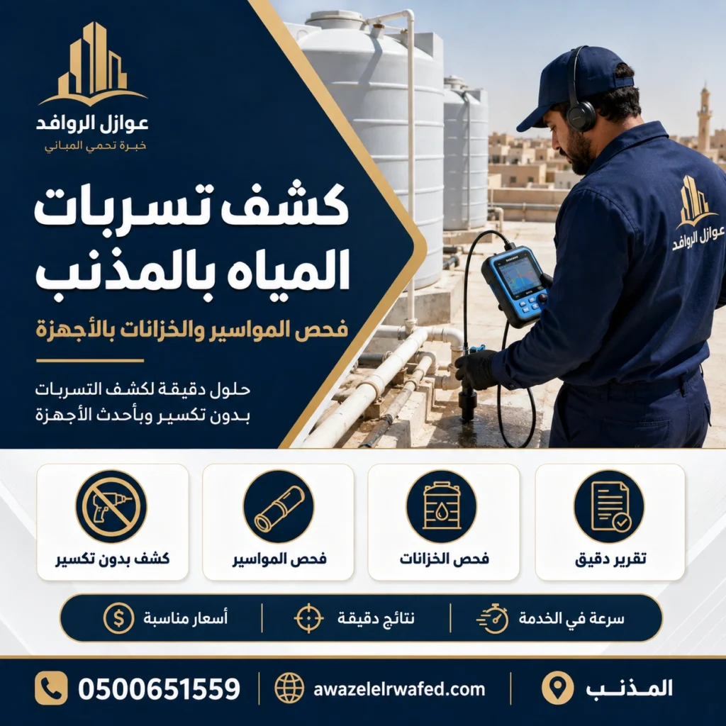 فني يقوم بالكشف عن تسربات المياة بالمذنب 