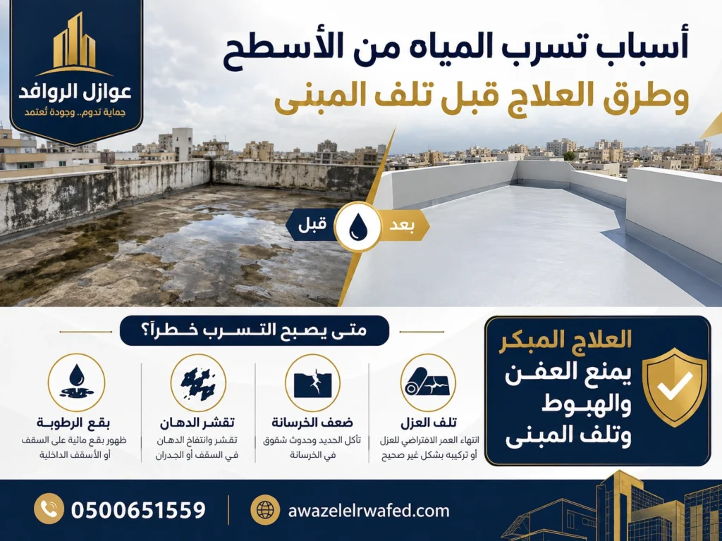 أسباب تسرب المياه من الأسطح وطرق العلاج قبل تلف المبنى